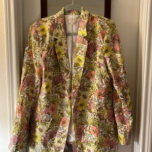 LOFT Floral Linen Blazer